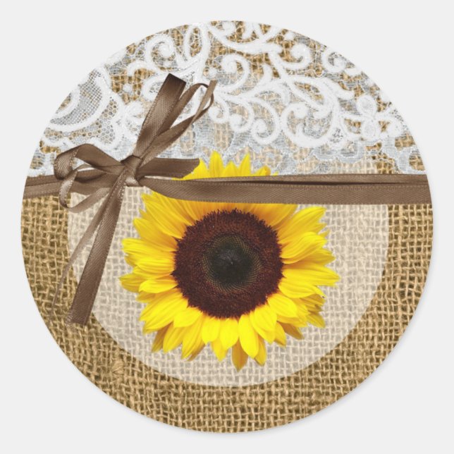 Sticker Rond 20 - 1,5 Enveloppe Sceau Dentelle de tournesol Cou (Devant)