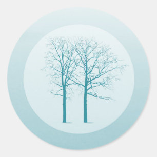 Sticker Rond 20 - 1,5 Enveloppe Sceau Deux arbres d'hiver Senti