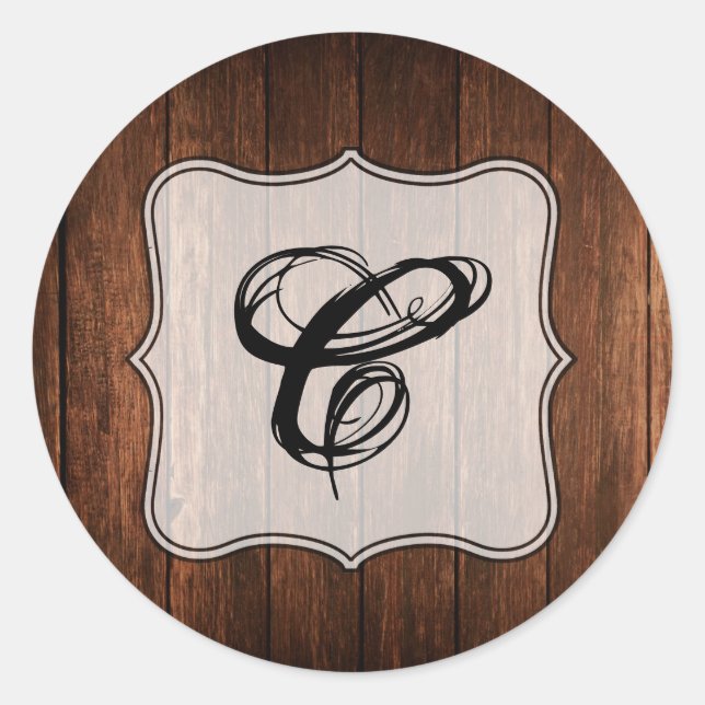 Sticker Rond 20 - 1,5 Enveloppe Sceau Grange Bois Pays Rustique (Devant)