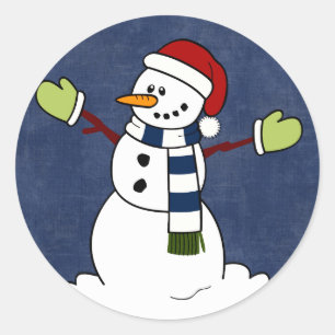 Sticker Rond 20 - 1,5" Enveloppe Sceau Jolly Snowman d'hiver Ch
