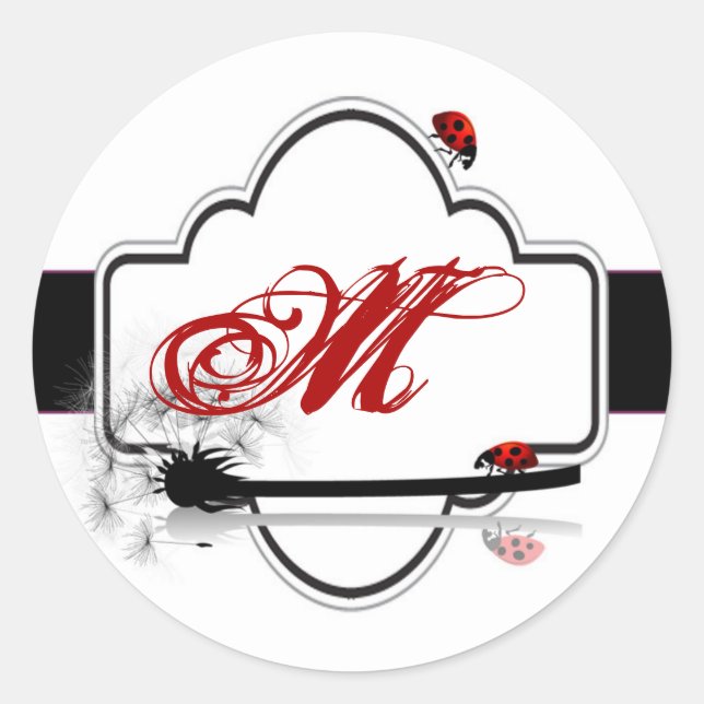 Sticker Rond 20 - 1,5 Enveloppe Sceau Lady Bug Dandilion Fleur (Devant)