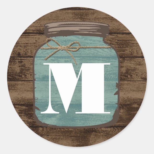 Sticker Rond 20 - 1,5 Enveloppe Sceau Mason Jar Bois Pays (Devant)