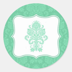 Sticker Rond 20 - 1,5 Enveloppe Sceau Mint Blanc Dentelle Damas
