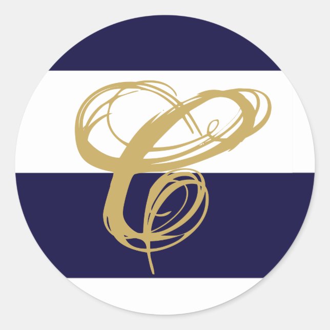 Sticker Rond 20 - 1,5 Enveloppe Sceau Moderne Stripe Marine Bla (Devant)