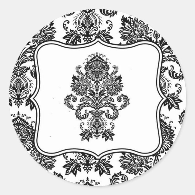 Sticker Rond 20 - 1,5 Enveloppe Sceau noir blanc Damas Lace Pr (Devant)
