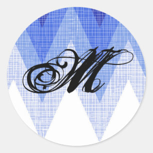 Sticker Rond 20 - 1,5 Enveloppe Sceau Ombre bleu Chevron