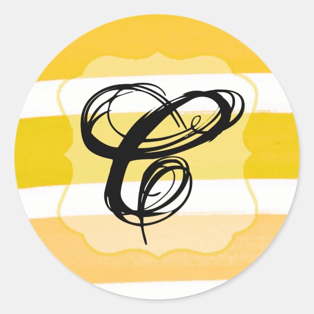 Sticker Rond 20 - 1,5 Enveloppe Sceau Ombre Stripe jaune (Devant)