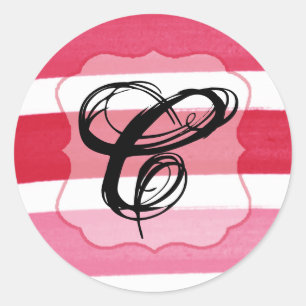 Sticker Rond 20 - 1,5 Enveloppe Sceau Ombre Stripe Pink Line Fa