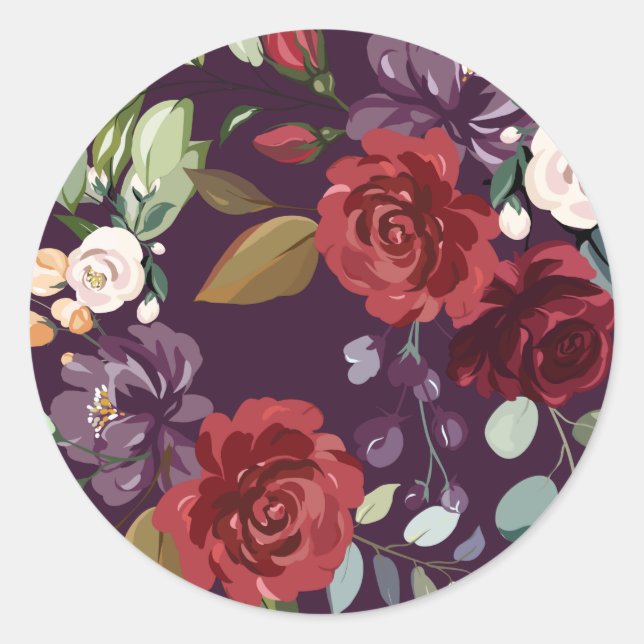 Sticker Rond 20 - 1,5 Enveloppe Sceau Plum Purple Rose Gold Geo (Devant)