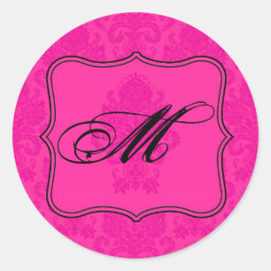 Sticker Rond 20 - 1,5 Enveloppe Sceau rose chaud noir Dentelle 