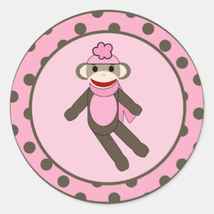Sticker Rond 20 - 1,5" Enveloppe Sceau rose Sock Singe