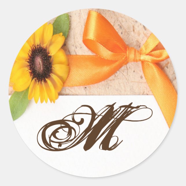 Sticker Rond 20 - 1,5 Enveloppe Sceau Rustique Tournesol Pays (Devant)