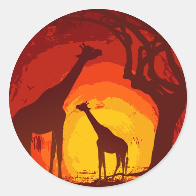 Sticker Rond 20 - 1,5 Enveloppe Seal African Safari Giraffe Sun (Devant)