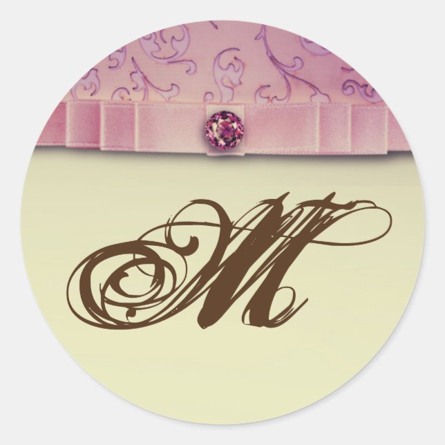 Sticker Rond 20 - 1,5 Enveloppe Seal Amethyst Jewel Embossé (Devant)