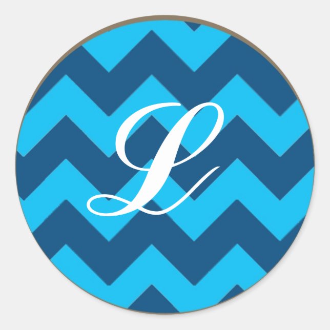 Sticker Rond 20 - 1,5 Enveloppe Seal Chevron Blues (Devant)