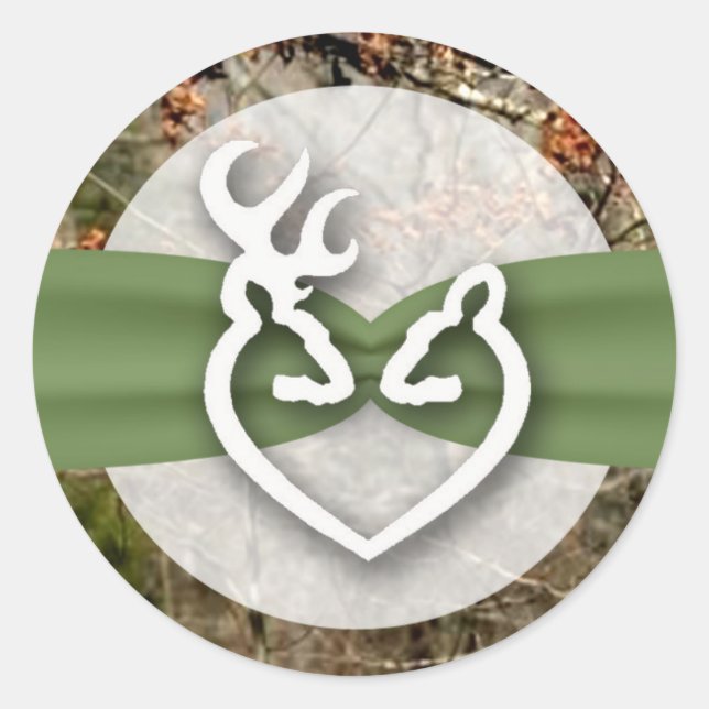 Sticker Rond 20 - 1,5 Enveloppe Seal Deer Couple Doe Buck Cam (Devant)