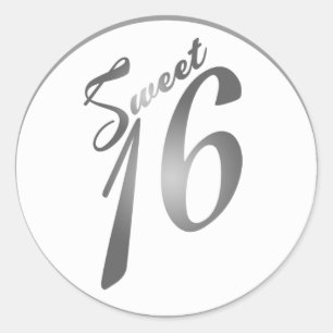 Sticker Rond 20 - 1,5" Enveloppe Seal Sweet 16 Silver Party
