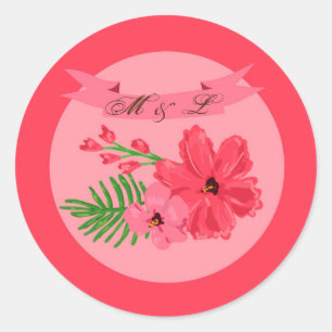 Sticker Rond 20 - 1,5 Fleur Hibiscus de printemps de l'envelopp