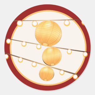 Sticker Rond 20 - 1,5 Lanternes en papier d'enveloppe sur le ro