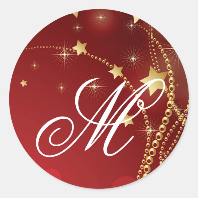 Sticker Rond 20 - 1,5 Monogramme de phoque d'enveloppe Noël XMA (Devant)