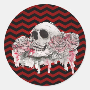 Sticker Rond 20 - 1,5 Rose de crâne de phoque d'enveloppe Gothi
