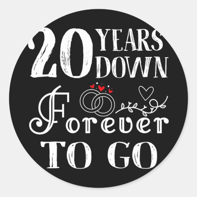 Sticker Rond 20 Ans À Partir Pour Toujours Couple 20E Mariage A (Devant)