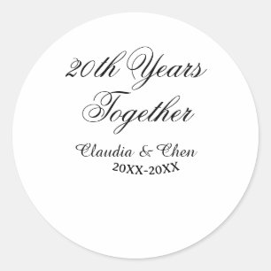 Sticker Rond 20 ans ensemble anniversaire nom date année sim