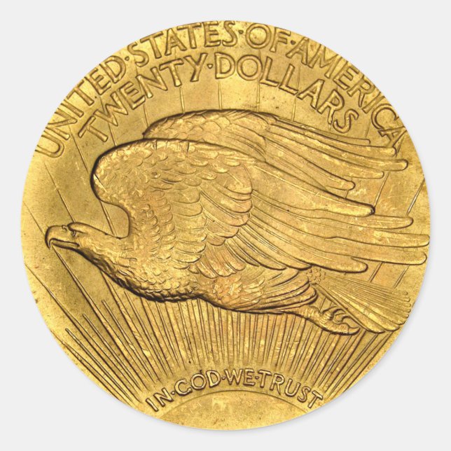 Sticker Rond 20 Dollar Eagle Gold Piece classique collant rond (Devant)
