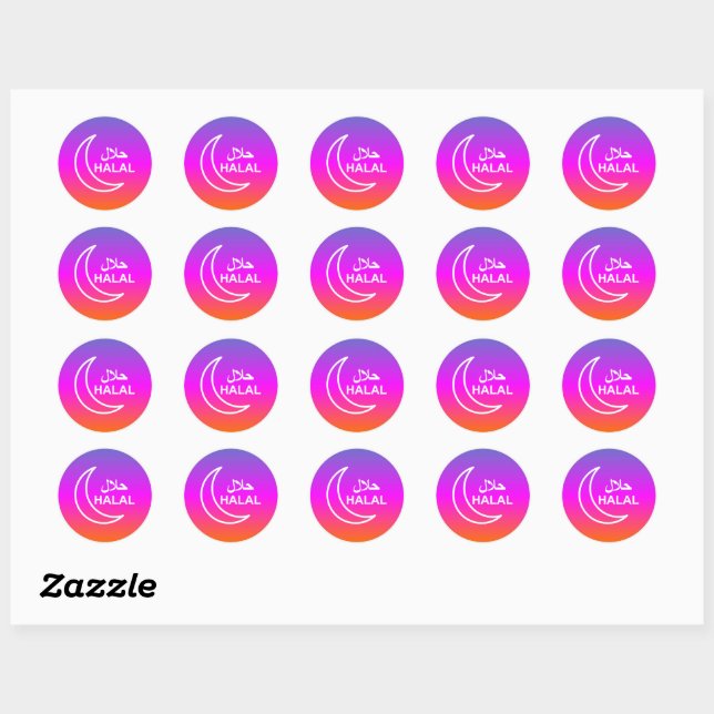 Sticker Rond 20 Halal Anglais Affaires Arabes (Feuille)