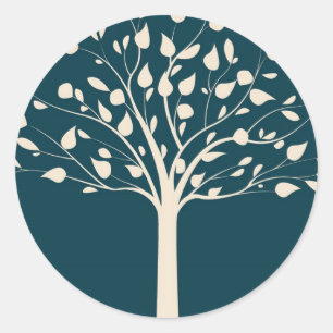 Sticker Rond 20 Mariage d'enveloppes de phoques marine et d'arb