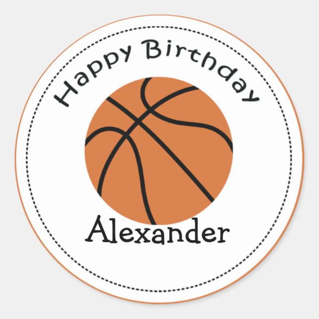 Sticker Rond 20 Toppers Cupcake personnalisables Basketball (Devant)