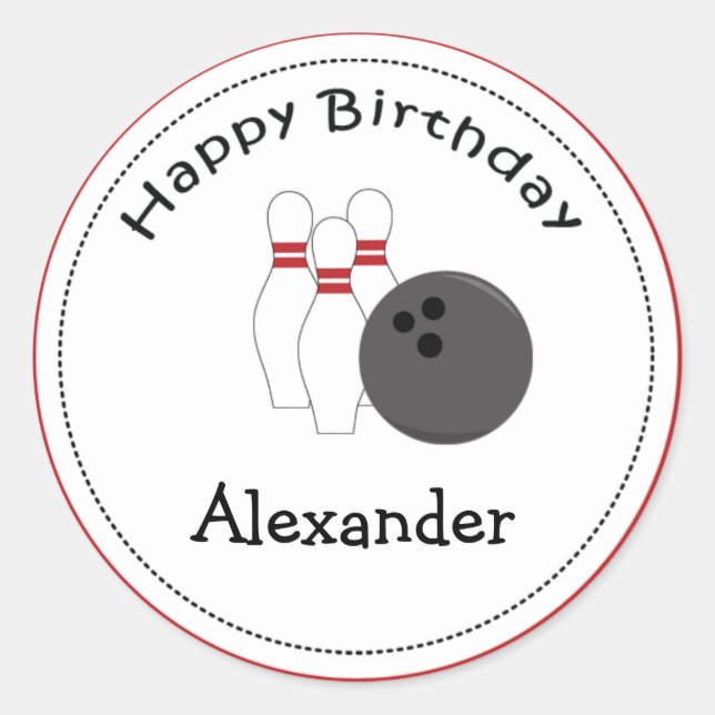 Sticker Rond 20 Toppers Cupcake personnalisables Bowling Party (Devant)