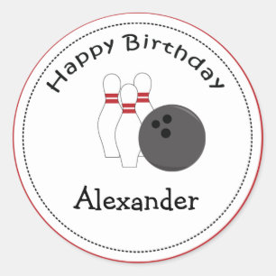 Sticker Rond 20 Toppers Cupcake personnalisables Bowling Party