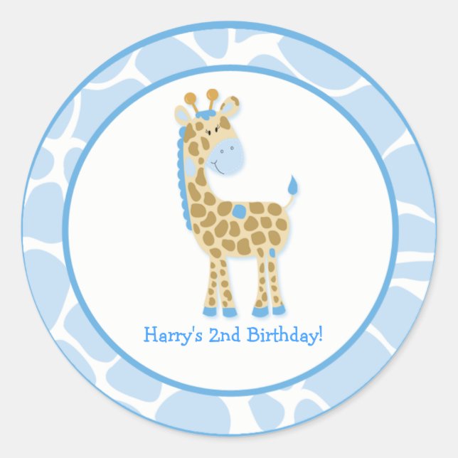 Sticker Rond 20 Toppers Cupcake personnalisables Jungle Giraffe (Devant)