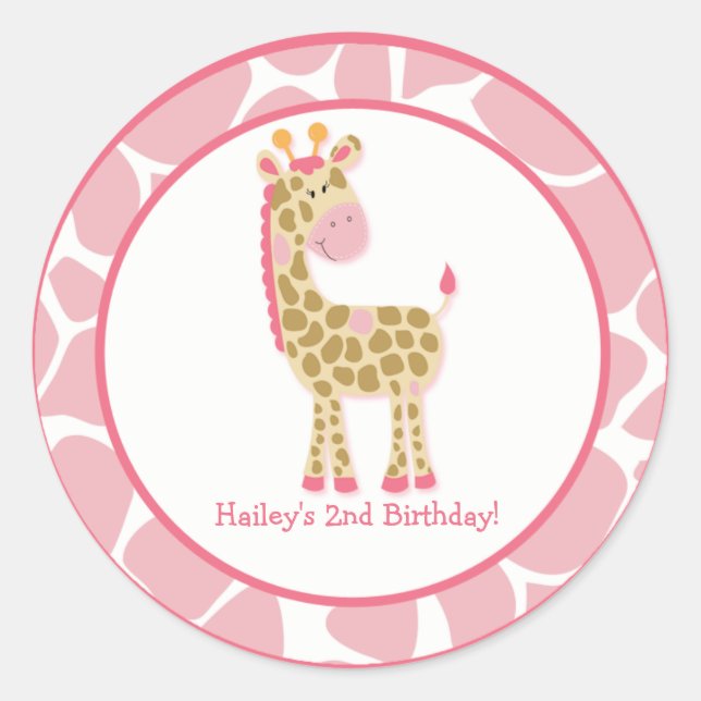 Sticker Rond 20 Toppers Cupcake personnalisables Jungle Giraffe (Devant)