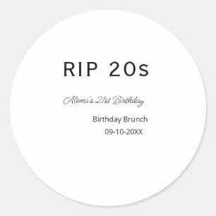 Sticker Rond 20s 21e anniversaire simple date de brunch minimal