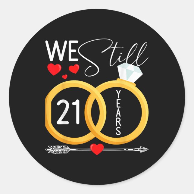 Sticker Rond 21 Ans Encore Mariés 21ème Mariage Annivers (Devant)