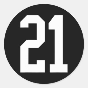 Sticker Rond #21 Blanc Numéro 21 Style Ventilateur Sport Hallow