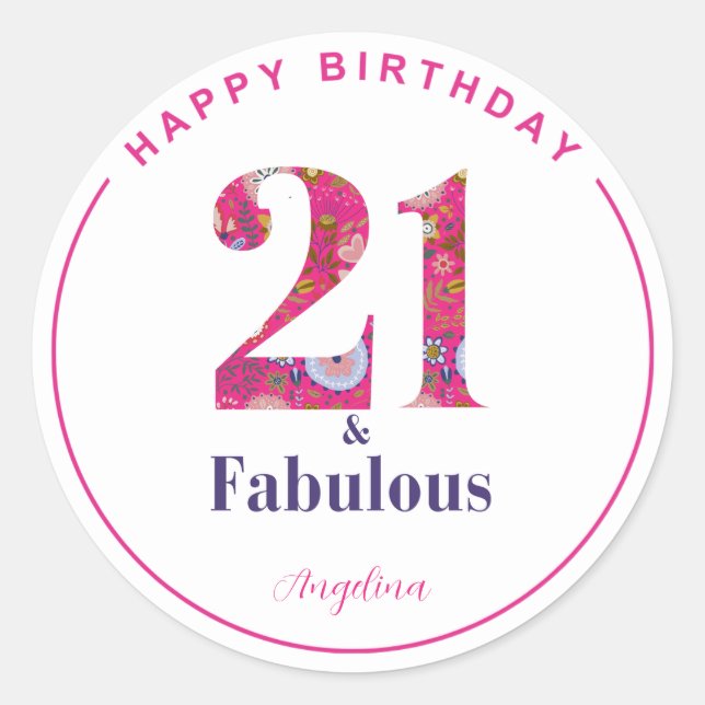 Sticker Rond 21 et Fabuleux 21e anniversaire (Devant)