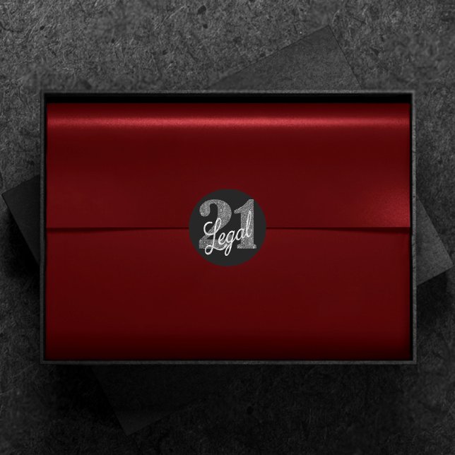 Sticker Rond 21 et juridique | Parties scintillant Argent Faux  (Créateur téléchargé)