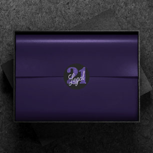 Sticker Rond 21 et juridique   Purple Faux Parties scintillant