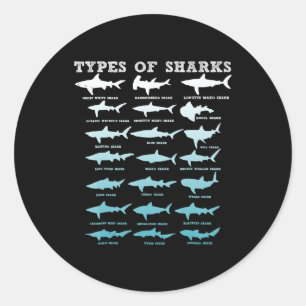 Sticker Rond 21 types de sharks