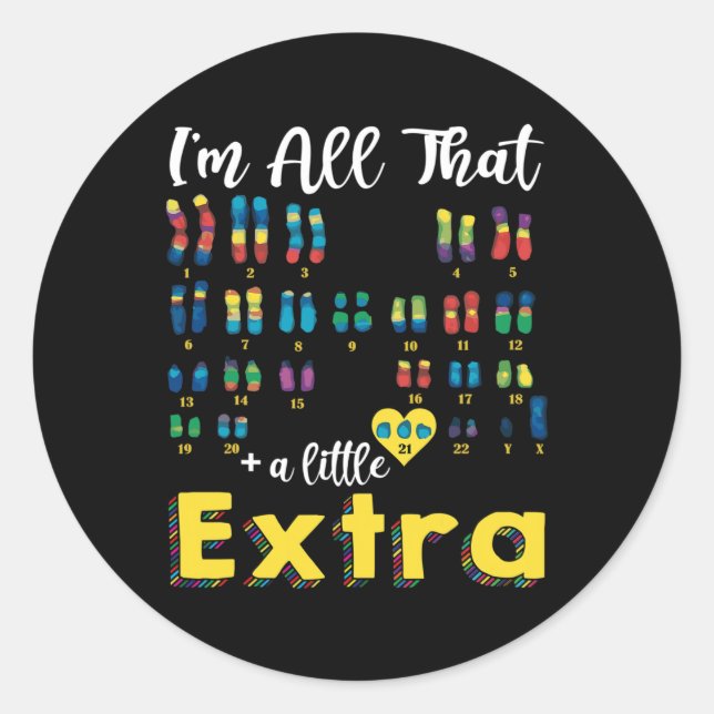Sticker Rond 21 Xy Extra Chromosome Boy World Down Syndrome Day (Devant)