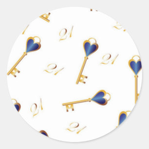 Sticker Rond 21e anniversaire clés