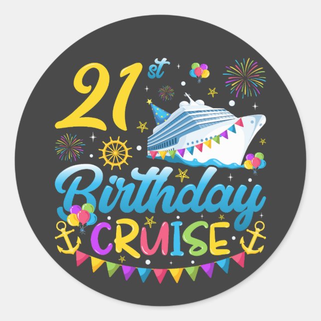 Sticker Rond 21e anniversaire Croisière B-Day Party (Devant)