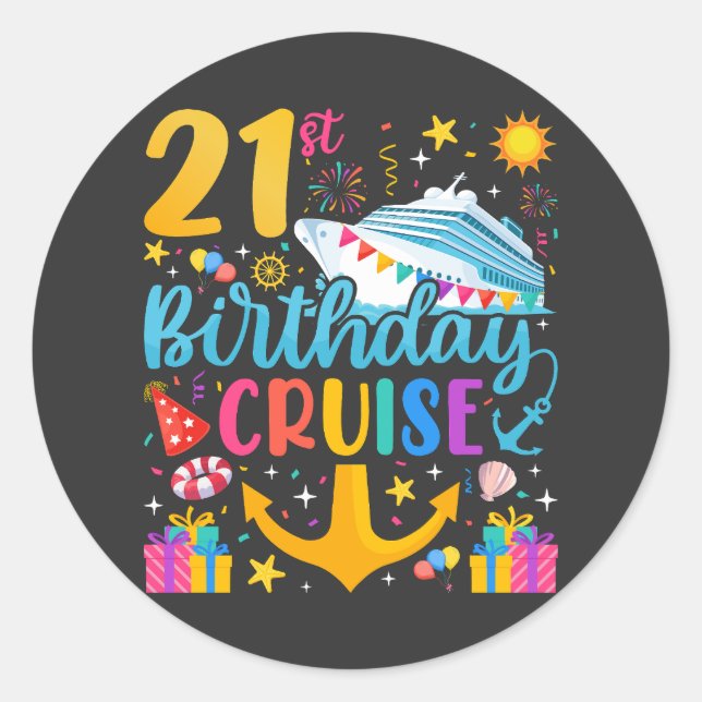 Sticker Rond 21e anniversaire Croisière B-Day Party (Devant)