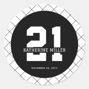 Sticker Rond 21e anniversaire personnalisé Moderne et élégant