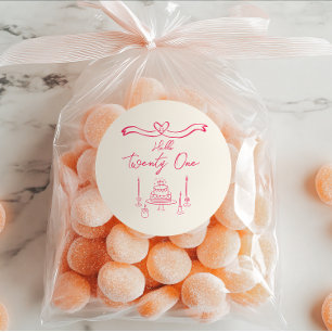 Sticker Rond 21e Vivid Câteaux à main rose dessinés bougies Ann