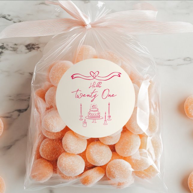 Sticker Rond 21e Vivid Câteaux à main rose dessinés bougies Ann (Créateur téléchargé)