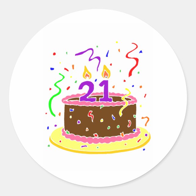 Sticker Rond 21st Birthday Cake (Devant)
